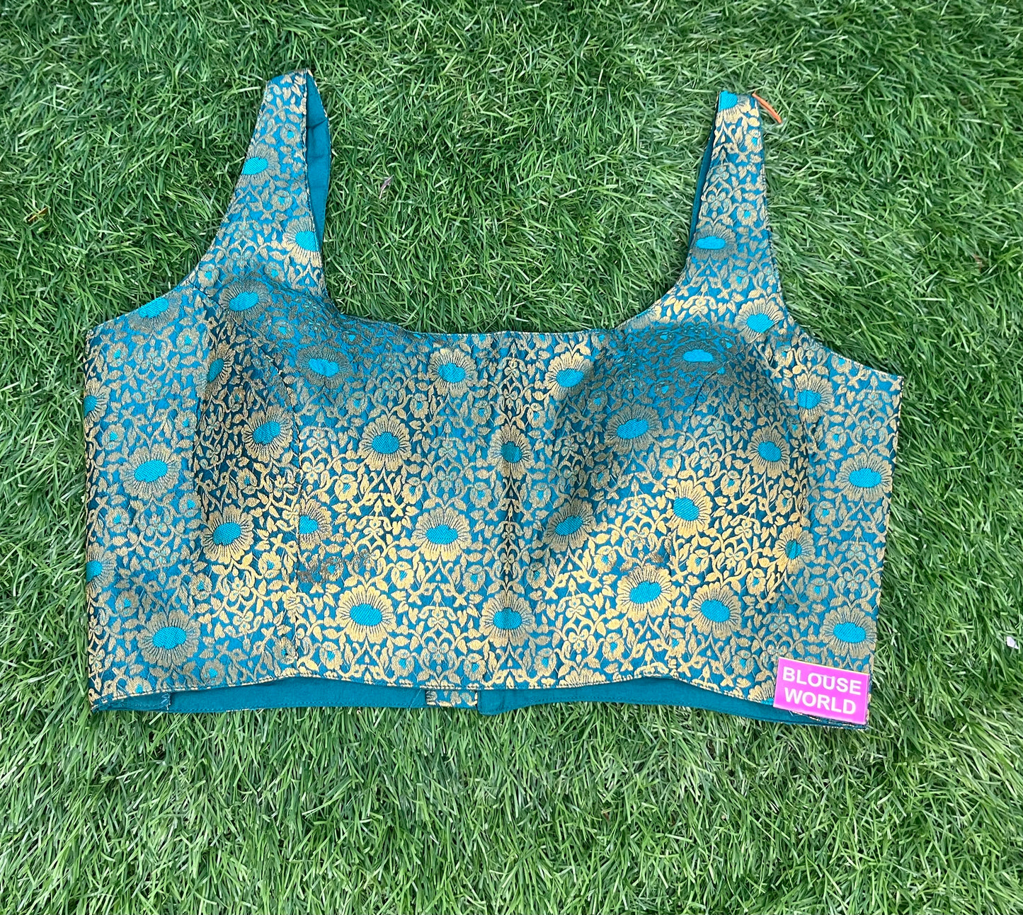 Rama green fancy blouse sleeveless spaghetti 