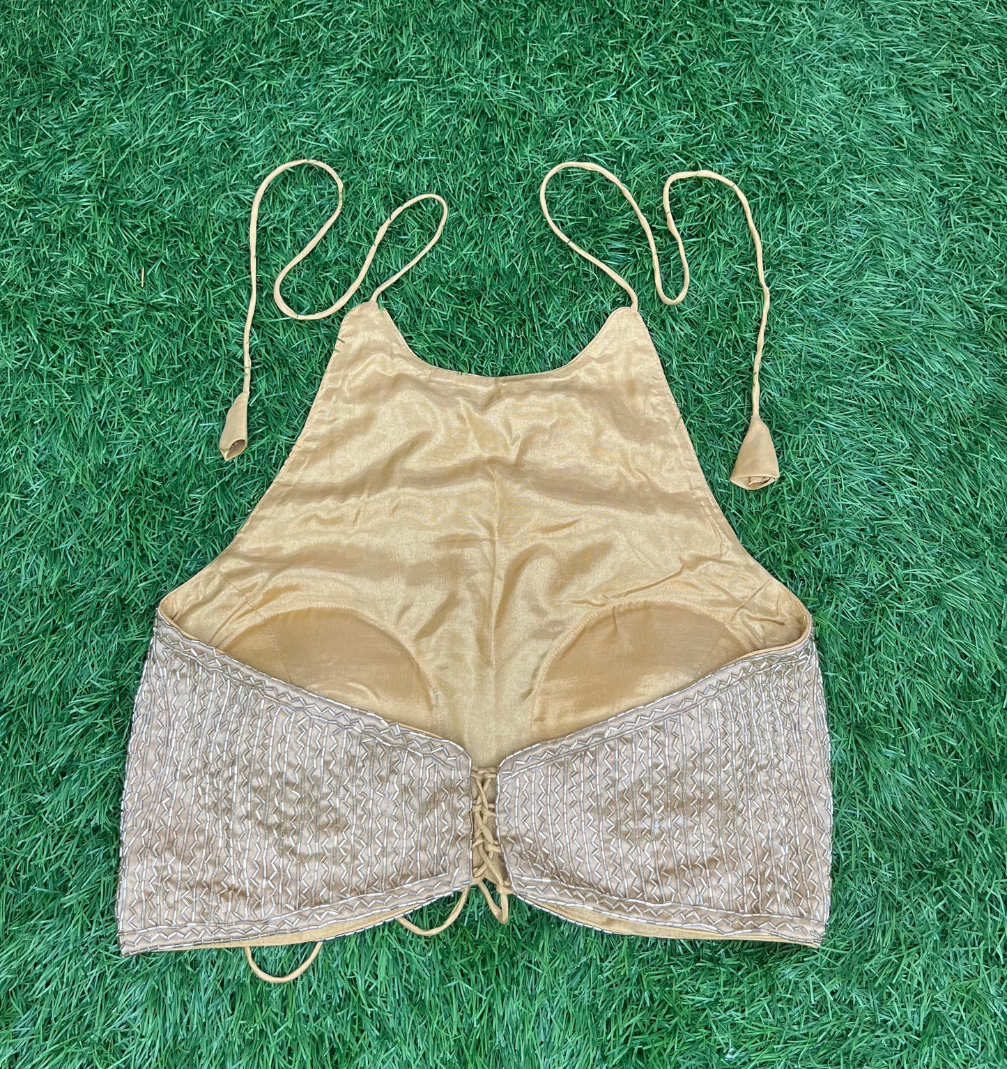 Halter neck gold blouse