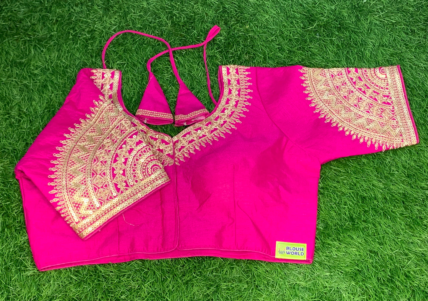 Rani hot pink blouse with golden work
