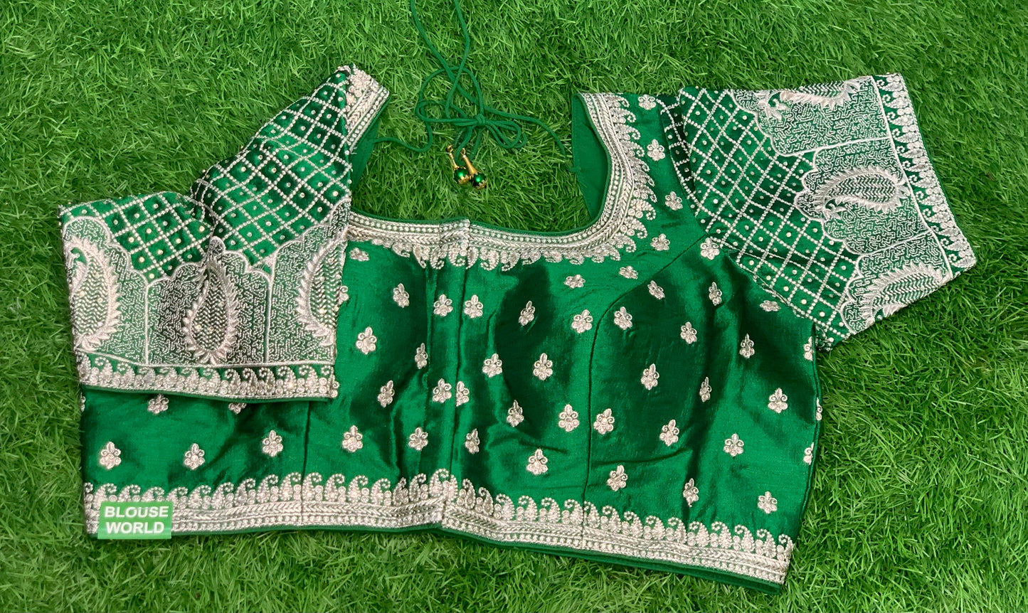 Dark green heavy blouse embroidery blouse