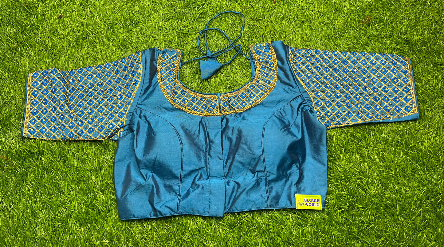 Sky blue colour designer blouse ๐