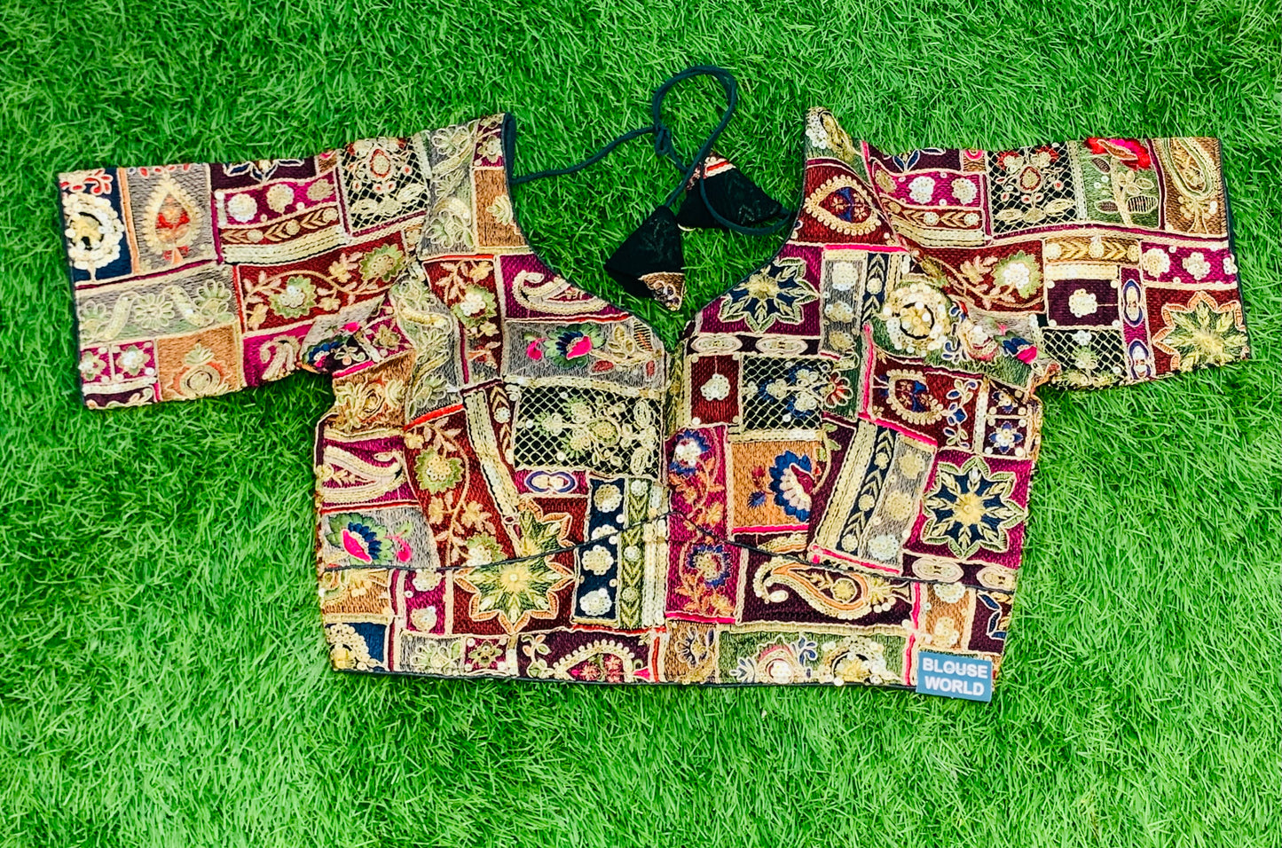 Fancy Rama green with hands blouse