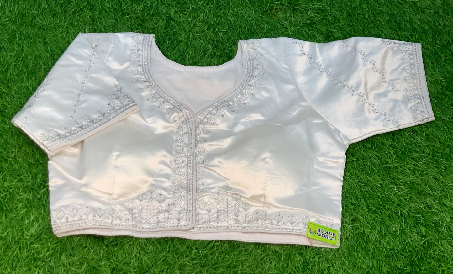Silver blouse with silver work designer blouse