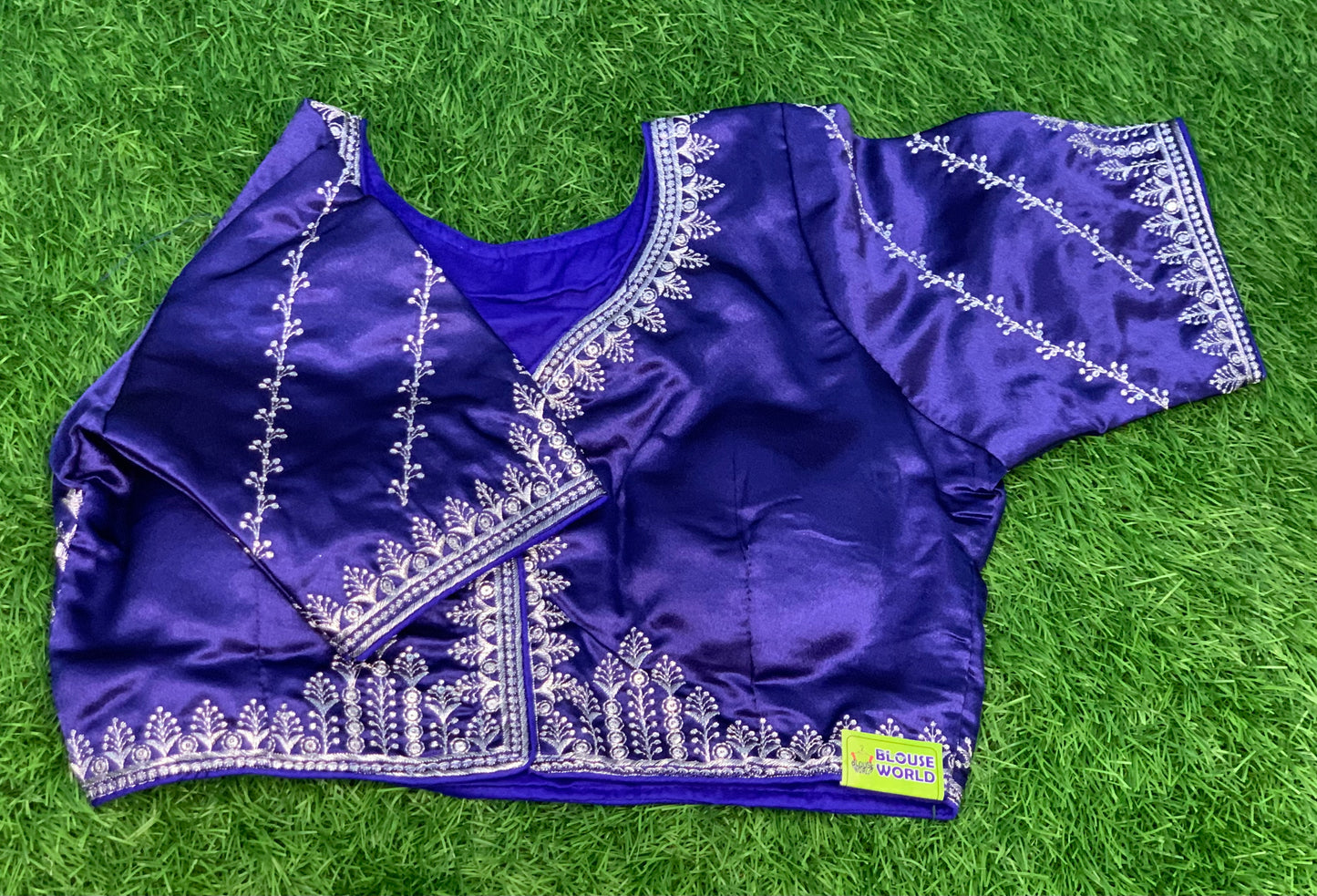 Royal blue silver work blouse