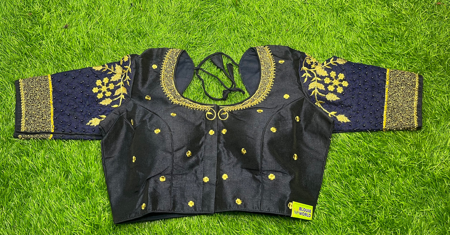 Dark navy blue thread ๐งต work blouse ๐