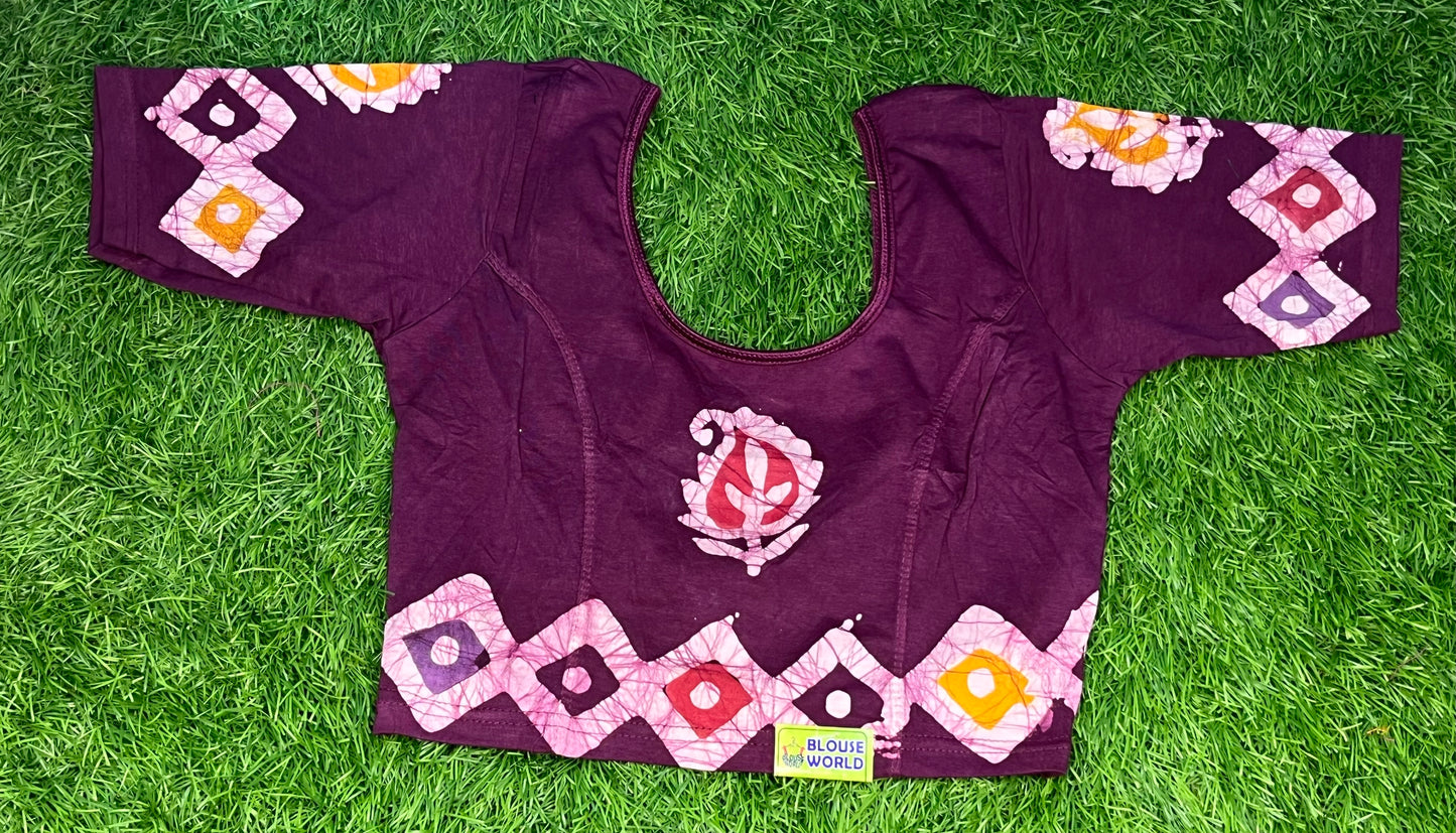 Wine colour prints Strectable XXL size blouse