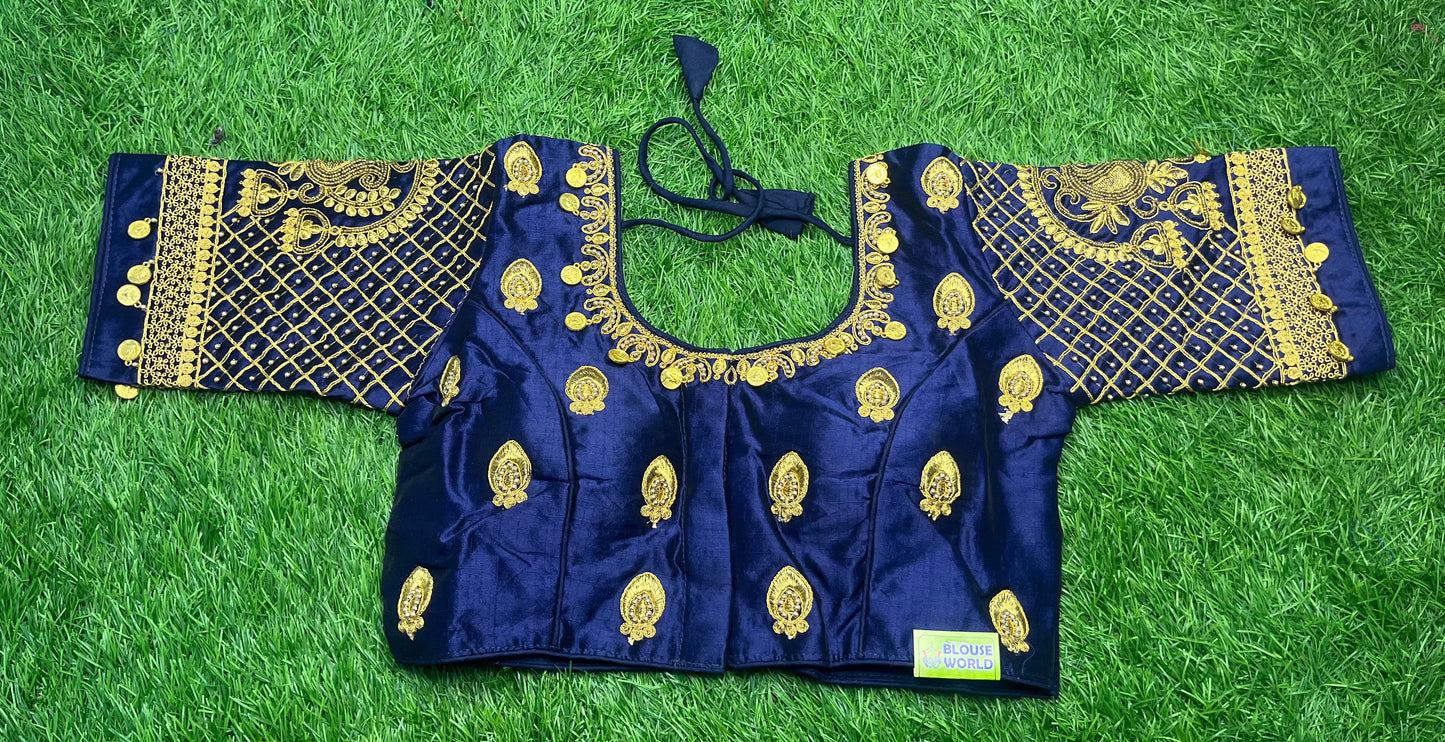 Navy blue coin ๐ช hanging bells design blouse ๐