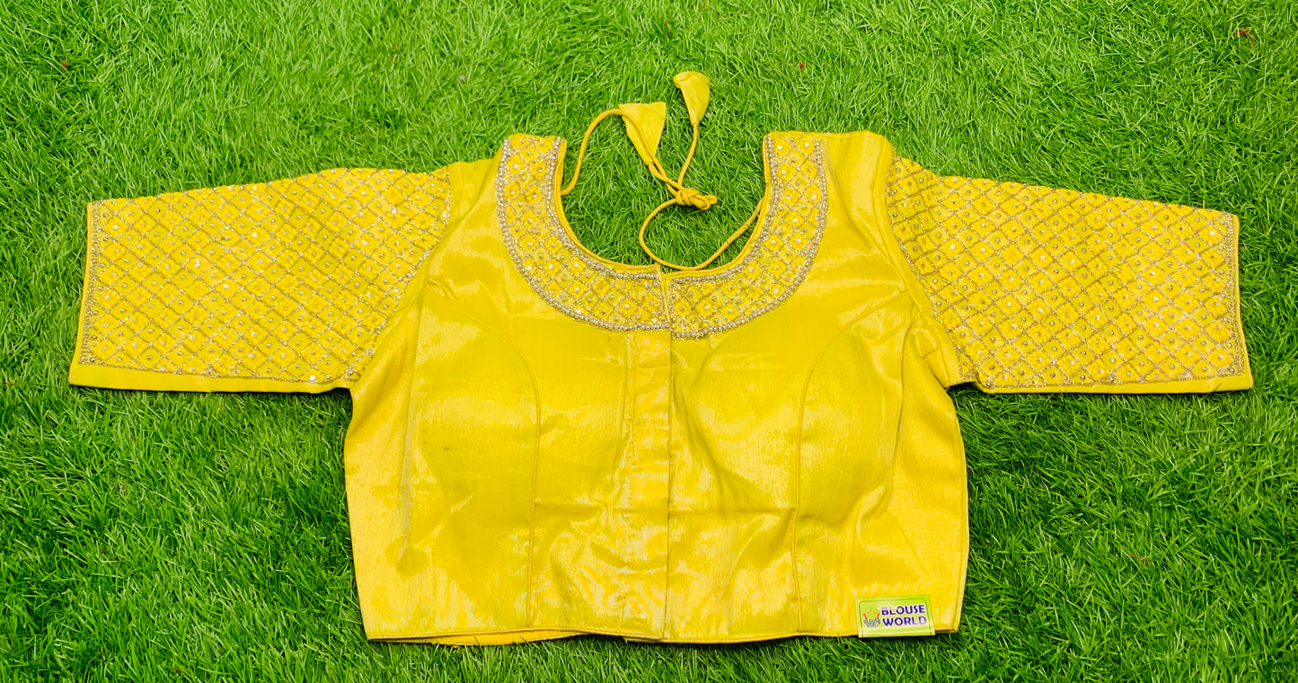 Lemon ๐ yellow stone work hand work blouse ๐