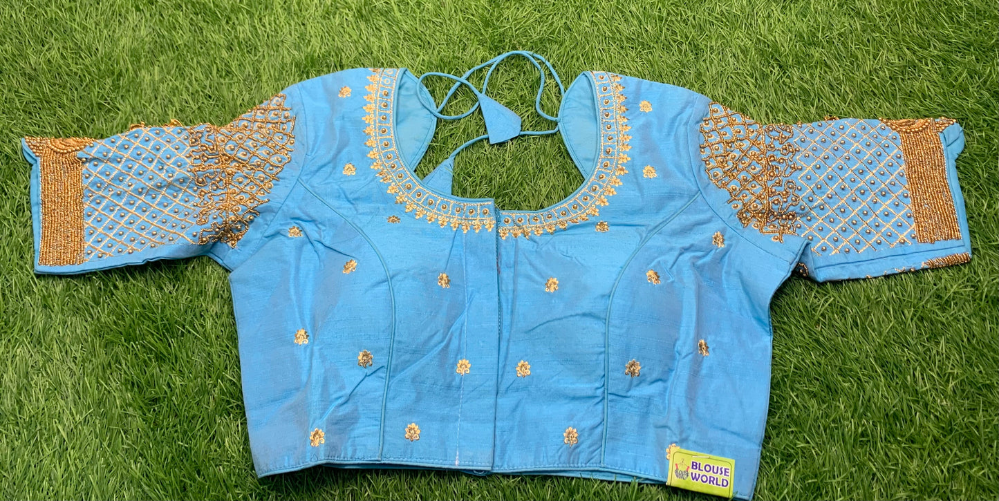 Light sky blue colour Balaji Billa heavy work blouse