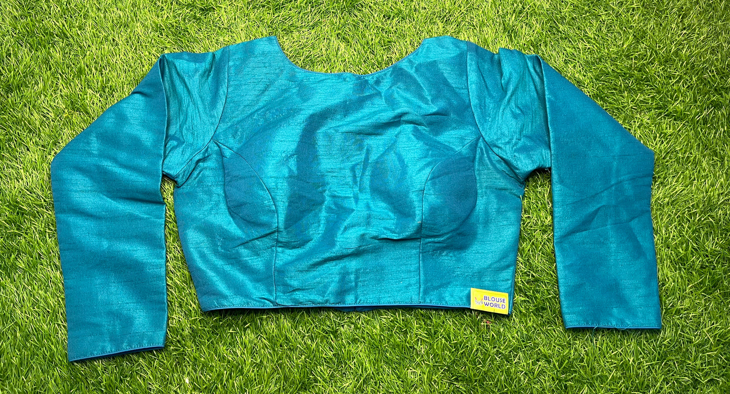 Full hands Rama sky blue front n back high neck blouse π