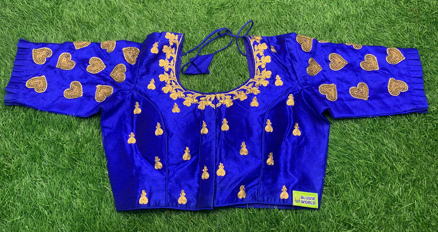 Royal blue heart ๐ design maggam work blouse