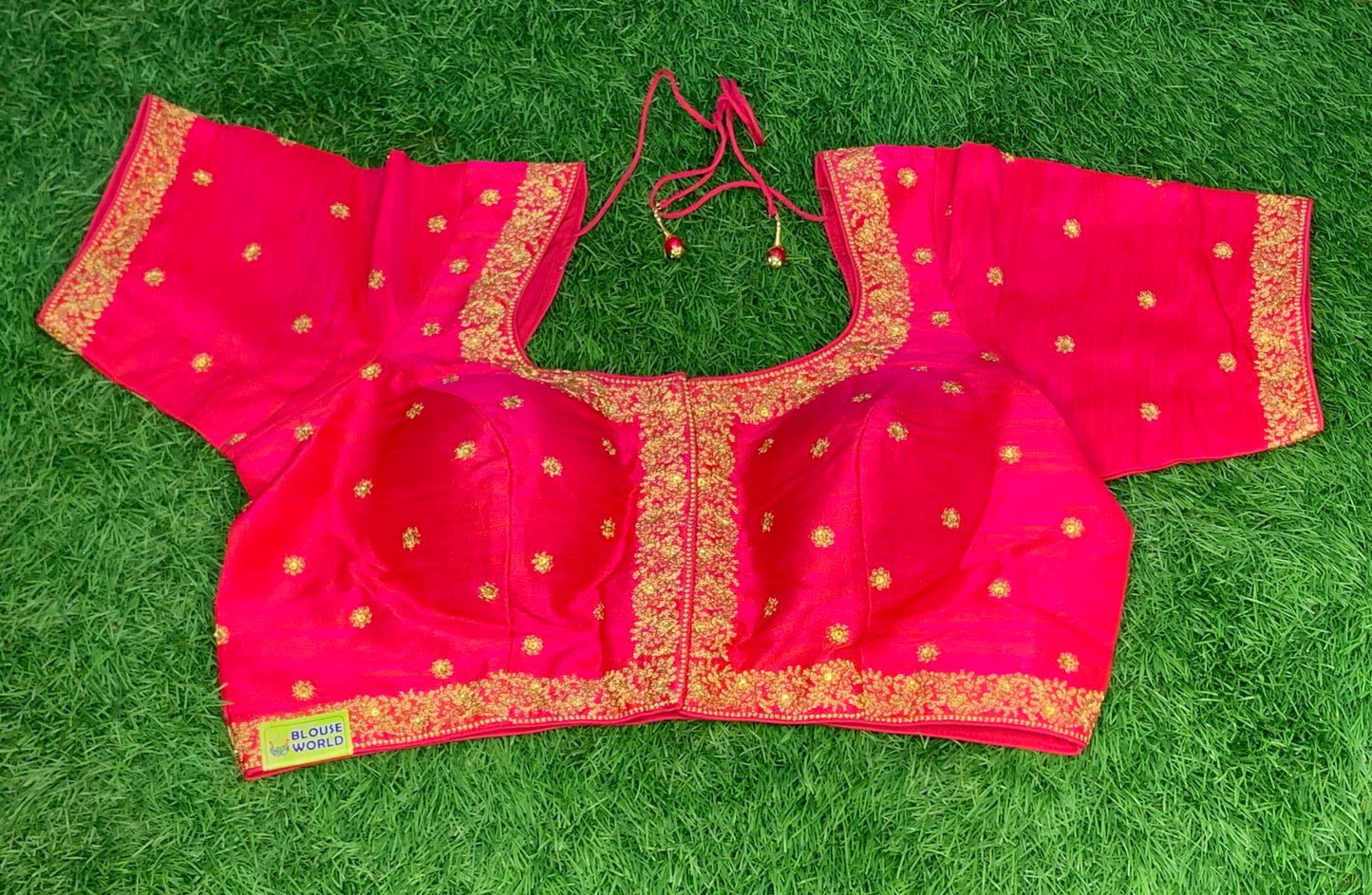 Pink zari with dual shade blouse