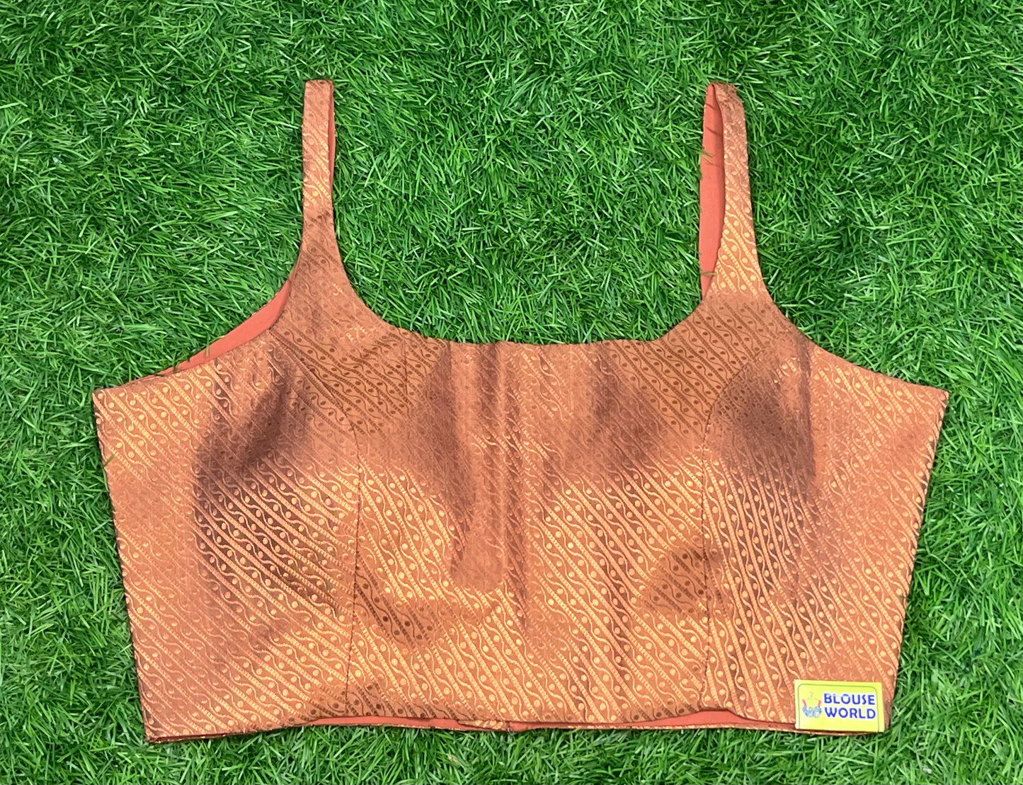 Pure copper colour sparkling โจ copper spaghetti blouse sleeveless