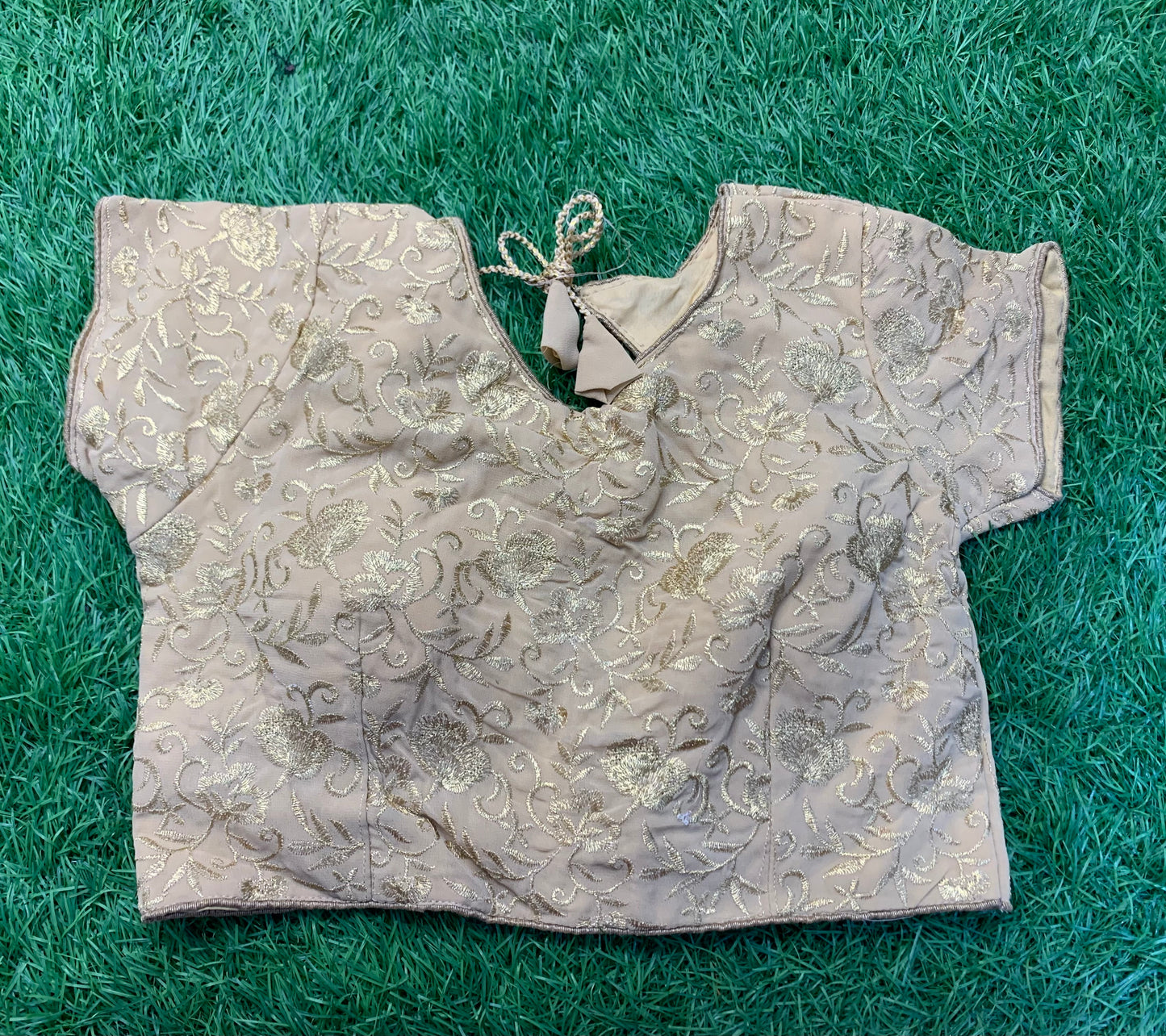 Golden thread work mega sleeve blouse π