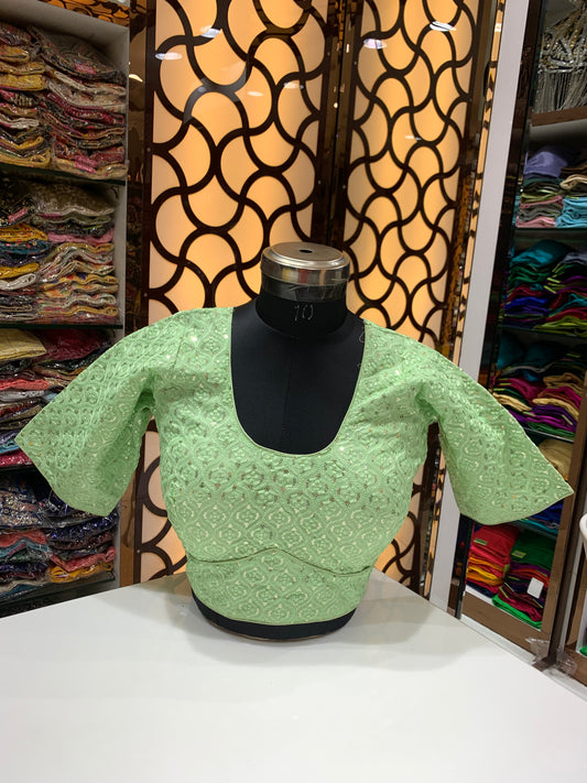 Pastel green colour shade plus size blouse 👚