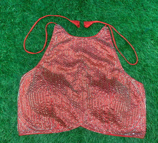 Red colour alterneck blouse