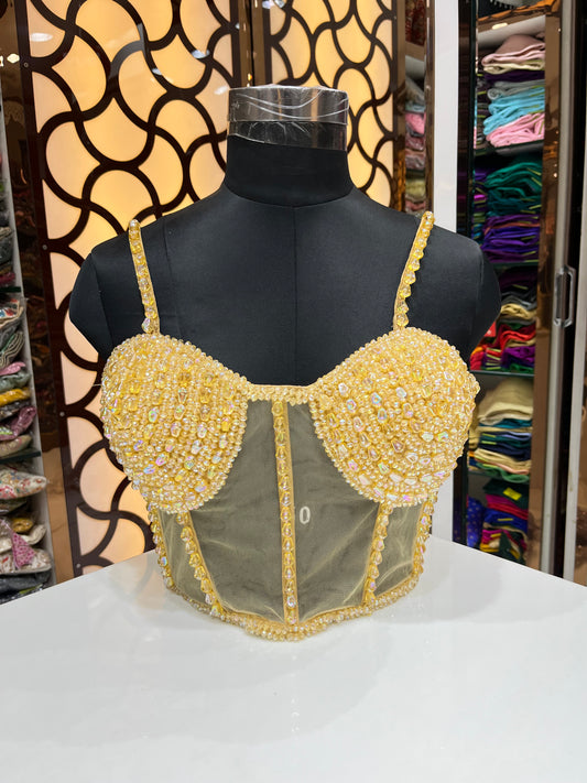 Golden pearl Cordset sleeveless backless blouse