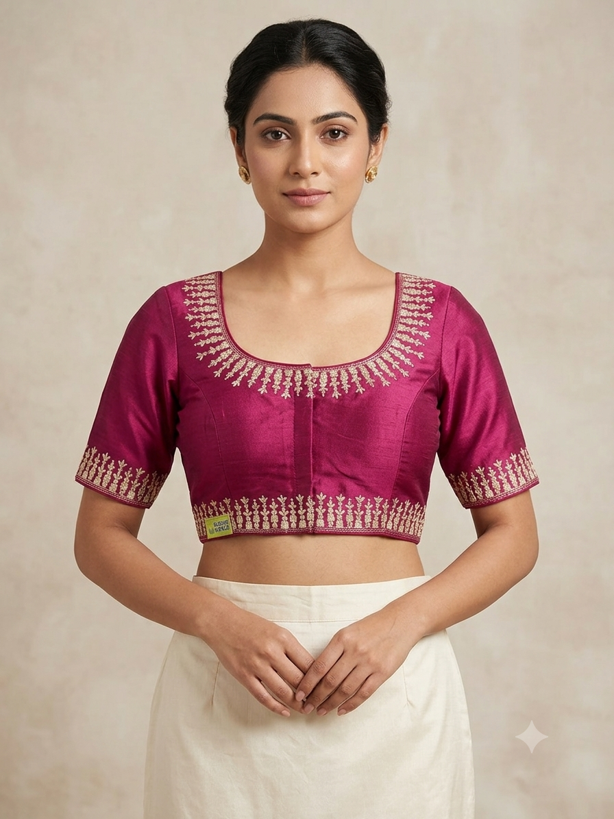 Embroidery rose gold zari blouse