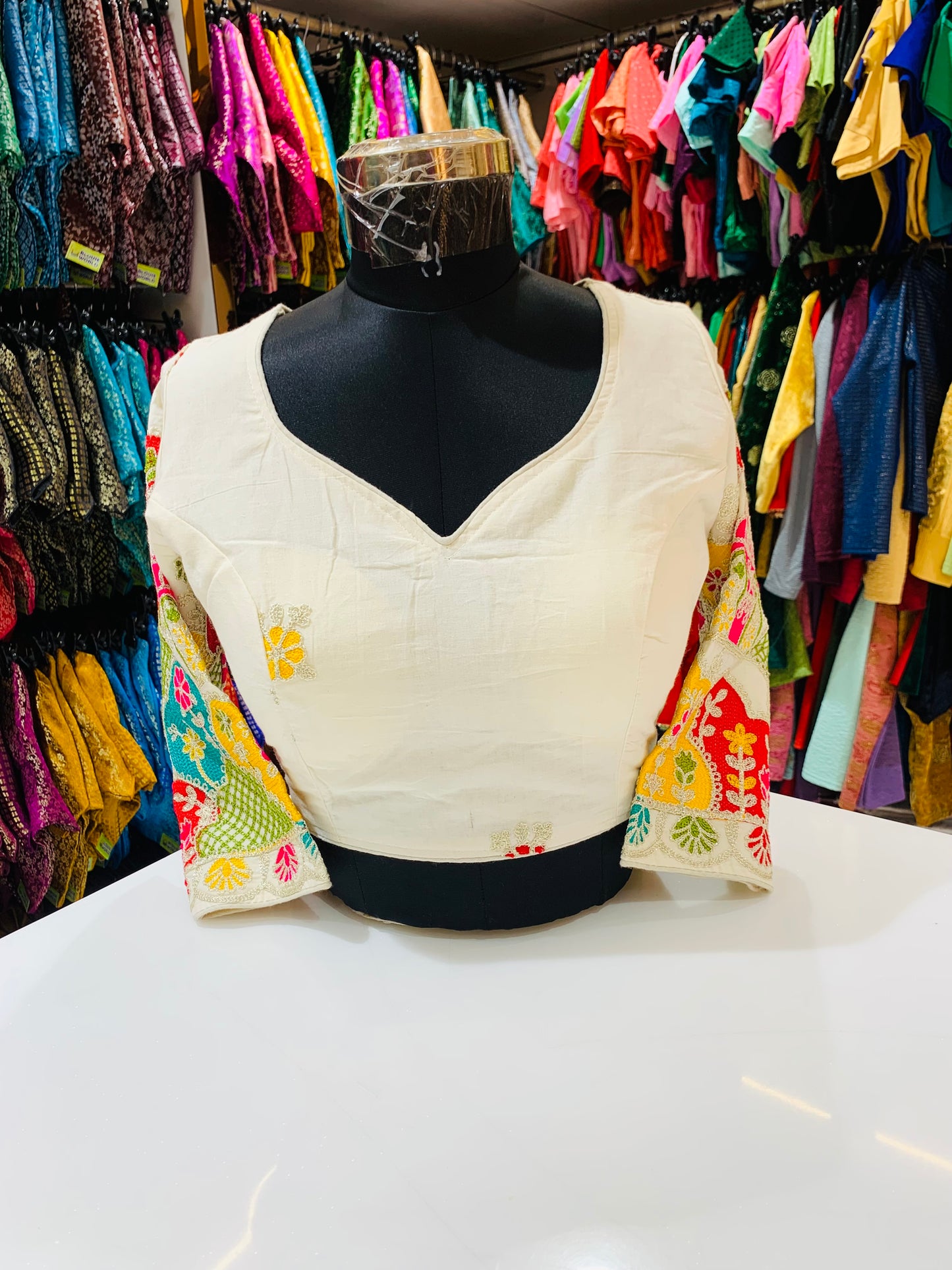 Cotton multicolour blouse 3/4 hands