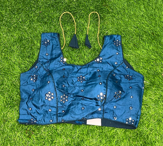 Rama blue with mirror work with hands