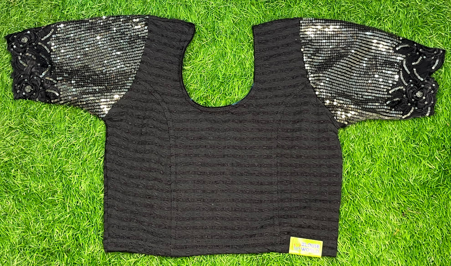 Black sequins fancy stretchable blouse XXL