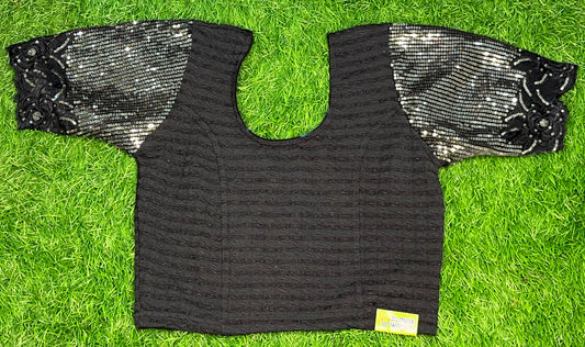 Black sequins fancy stretchable blouse XXL