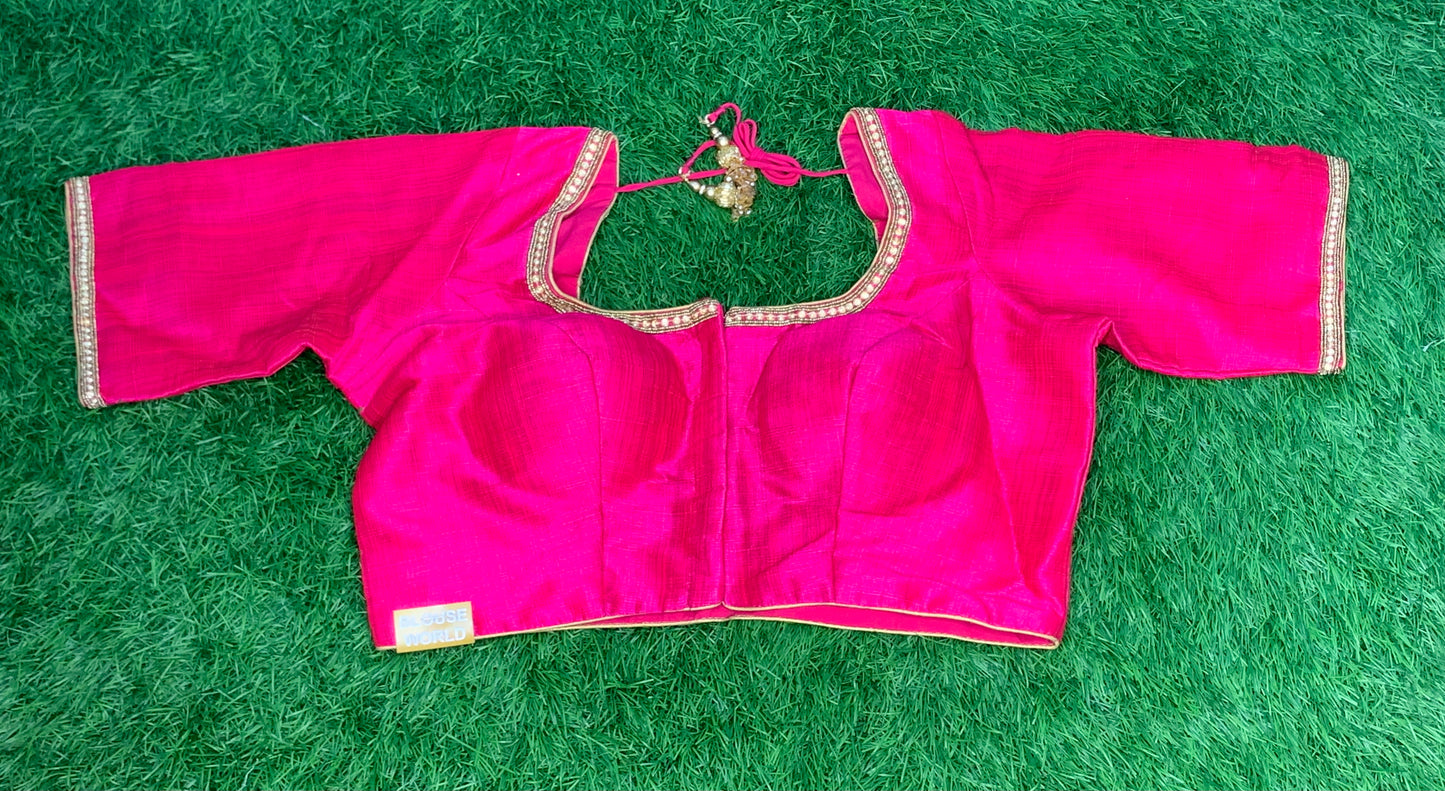 Hot pink colour with embroidery border