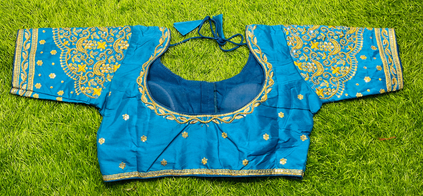 Sky blue colour hand work blouse 👚