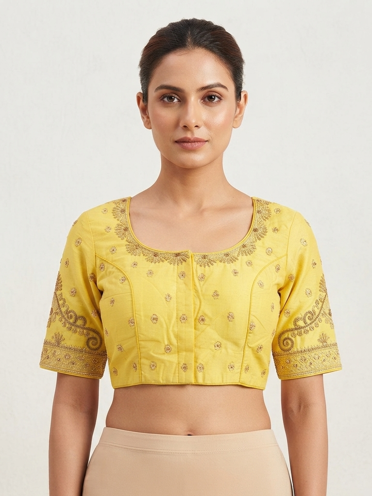 Yellow maggam work blouse 👚