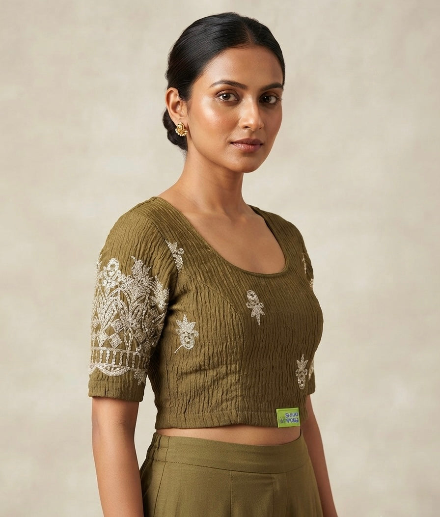 Tithed hands work stretchable Blouse 👚 (2xl size