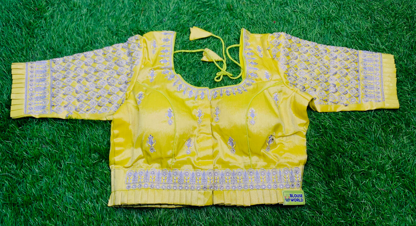 Lemon yellow heavy designer blouse 👚
