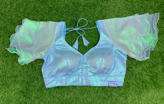 Frills hands sky blue colour blouse