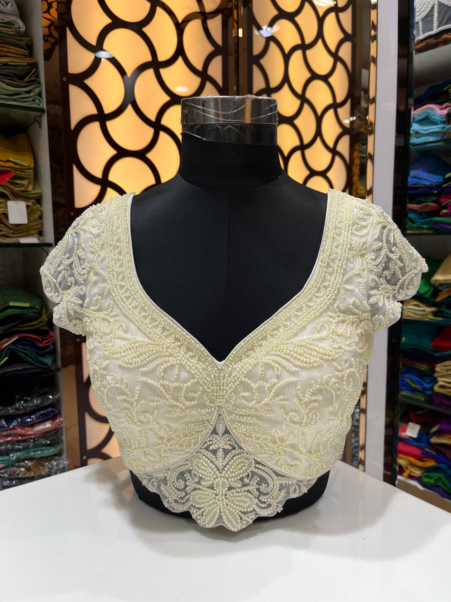 Alabaster Pearl & Lace Artisan Blouse 👚