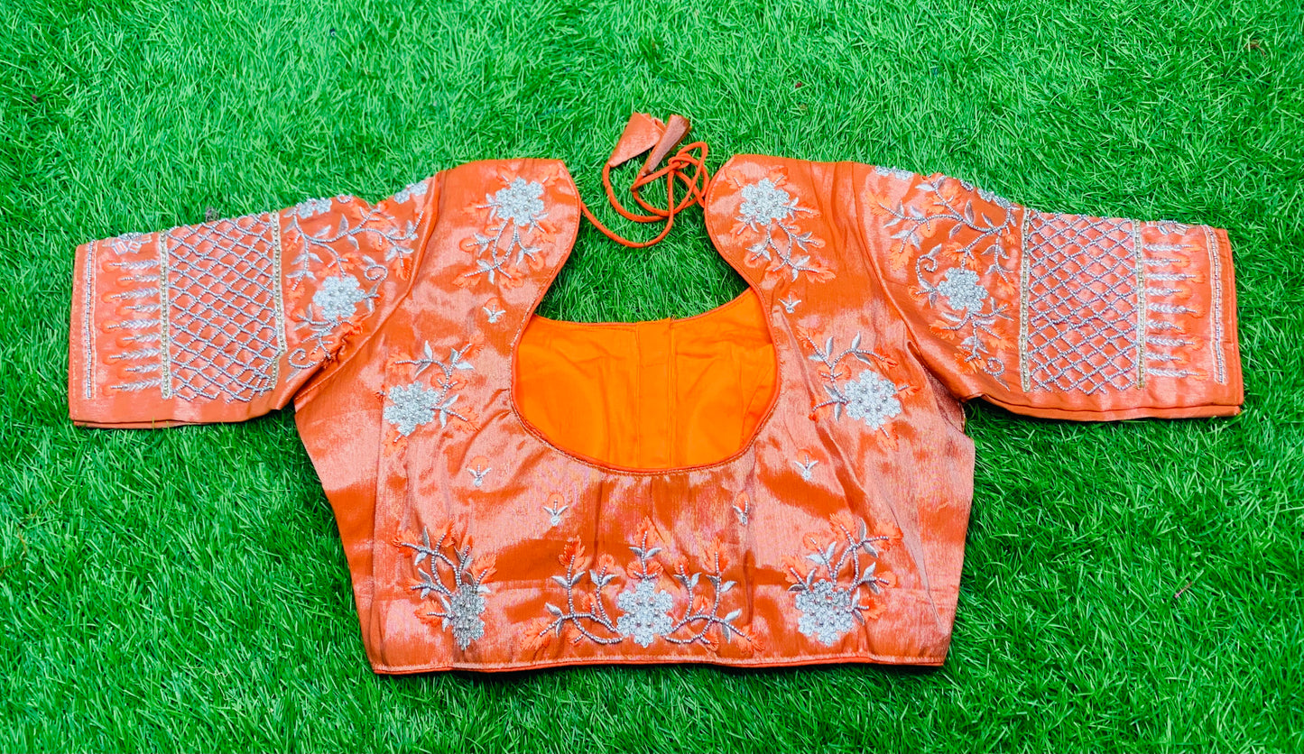 Orange 🍊 tissue thread 🧵 work blouse 👚