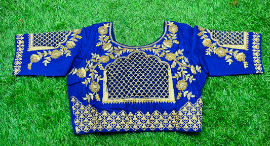 Royal blue cut work back n hand desinger blouse 👚