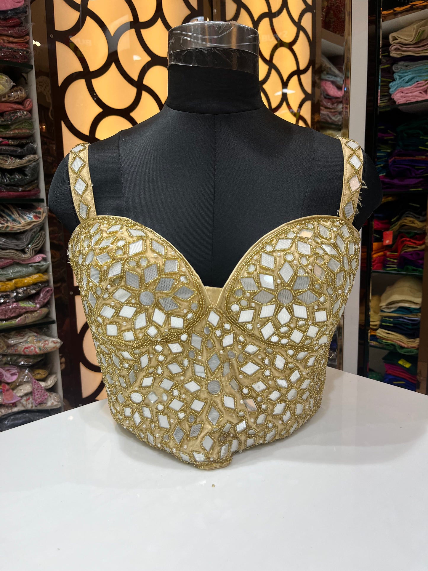 Golden mirror 🪞 original with kardana work blouse