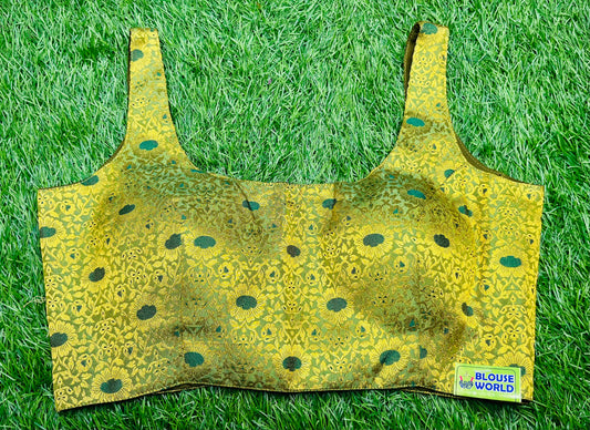 Mehndi green sleeveless printed blouse 👚