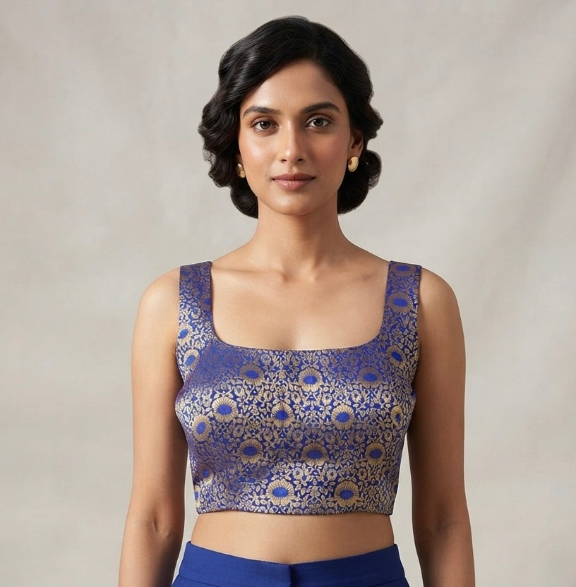 Banaras spaghetti sleeveless Blouse 👚