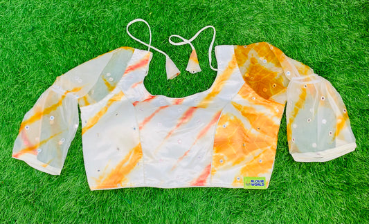 Orange white shibori print