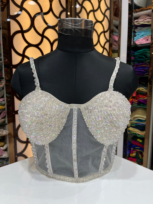Crystal pearl Cordset blouse