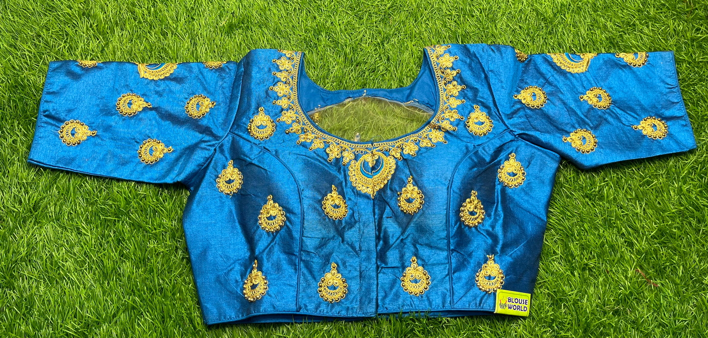 Blue colour wedding bharaat blouse