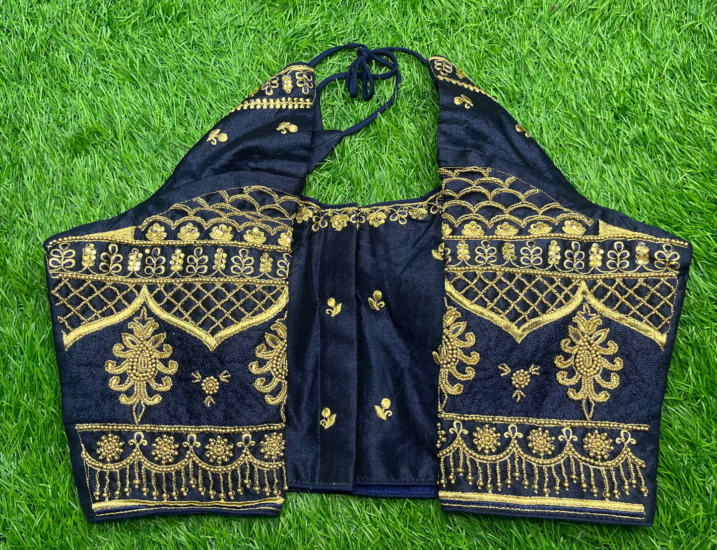 Navy blue heavy thread work blouse 👚