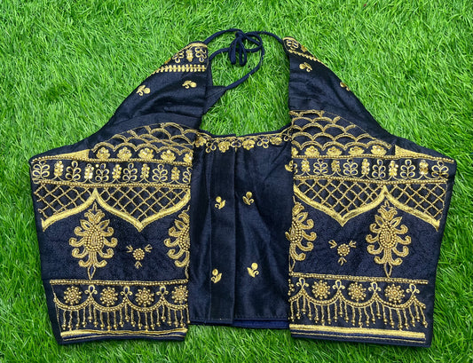 Navy blue heavy thread work blouse 👚