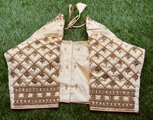 cream 🍨 colour heavy hand work blouse 👚
