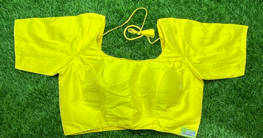 Lemon 🍋 yellow plain boat 🚤 neck blouse