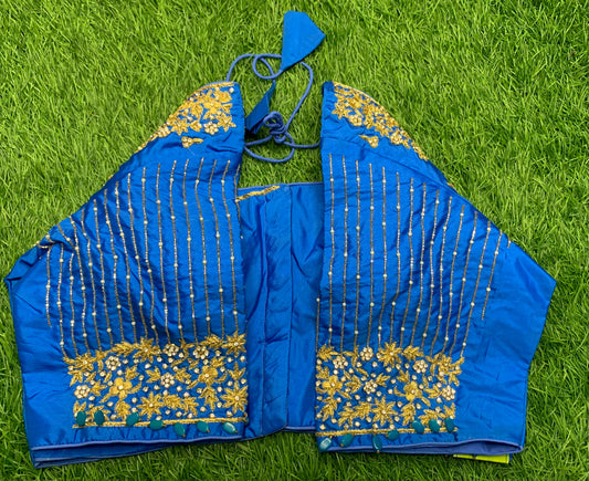 Sky 🌌 blue beads work heavy maggam work blouse