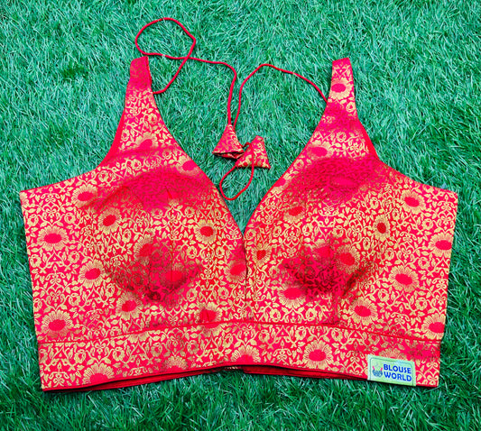 Red ♥️ colour Banaras printed sleeveless blouse 👚