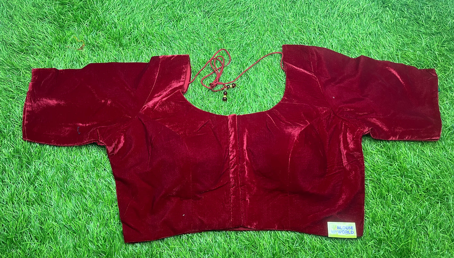 Marron plain velvet with hands blouse 👚