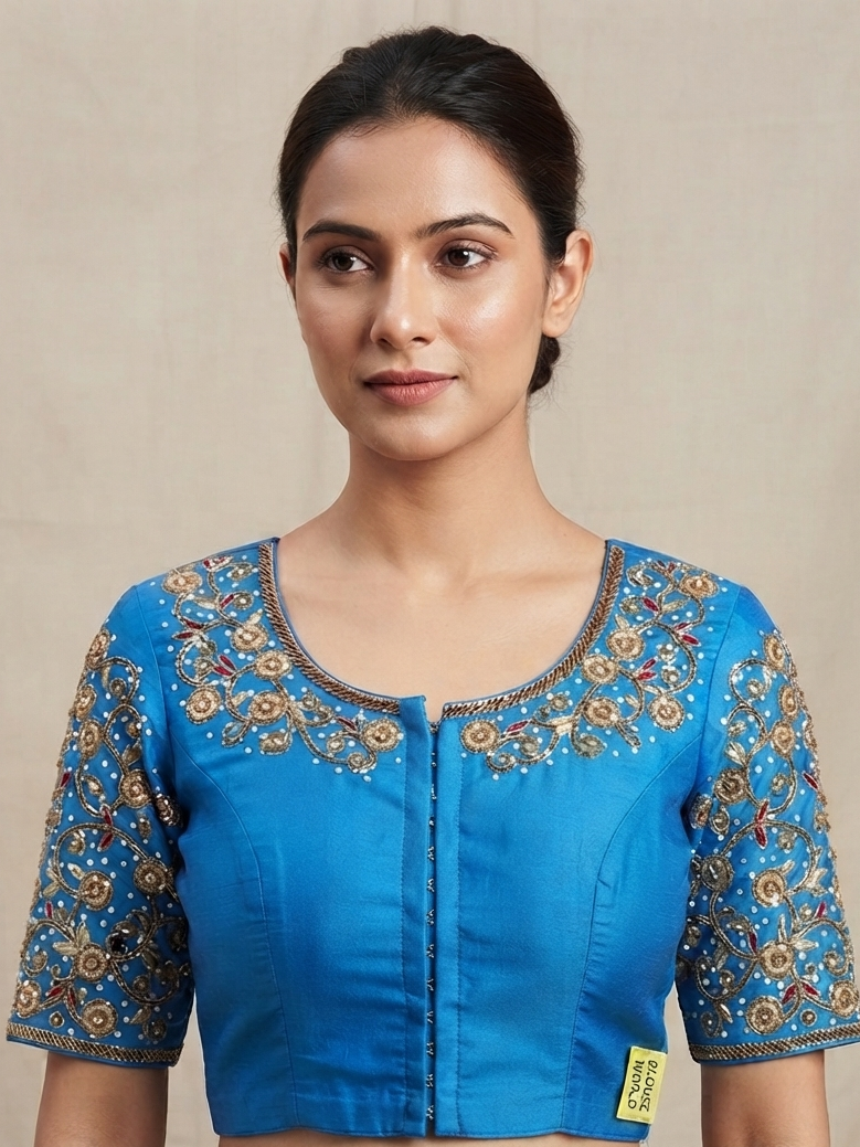 Blue maggam work design