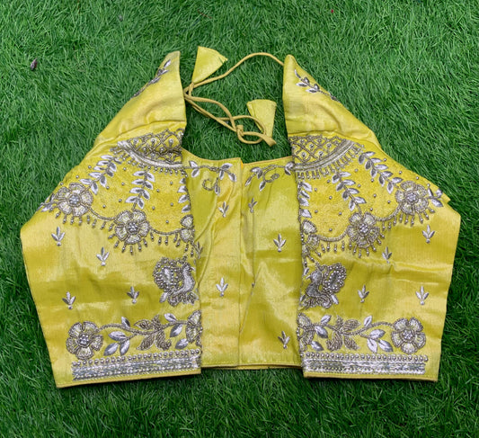 Yellow thread 🧵 🪡  work heavy hand work blouse 👚